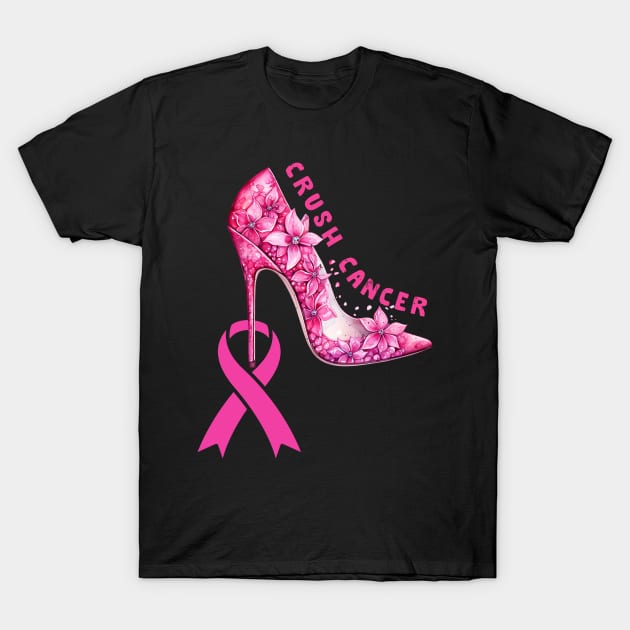 Crush Cancer Breast Cancer Awareness T-Shirt by albaley